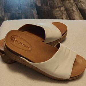 Corso Como White Slide Wedge Sandals with Natural Rope Platform